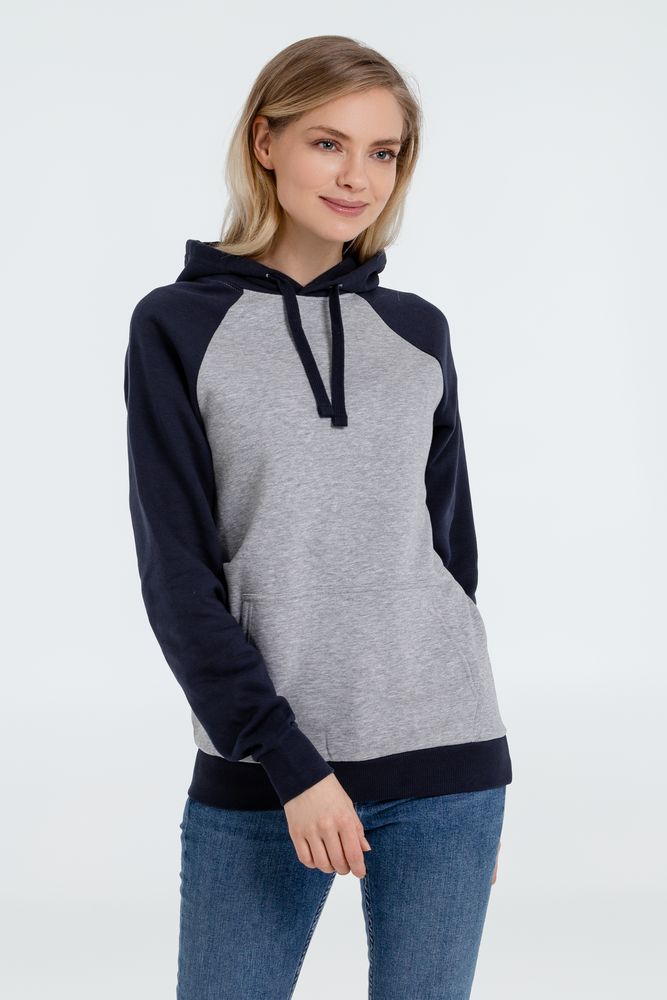 Толстовка унисекс Seattle, серый меланж c темно-синим — изображение 8