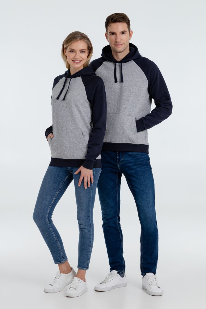 Толстовка унисекс Seattle, серый меланж c темно-синим — изображение 10