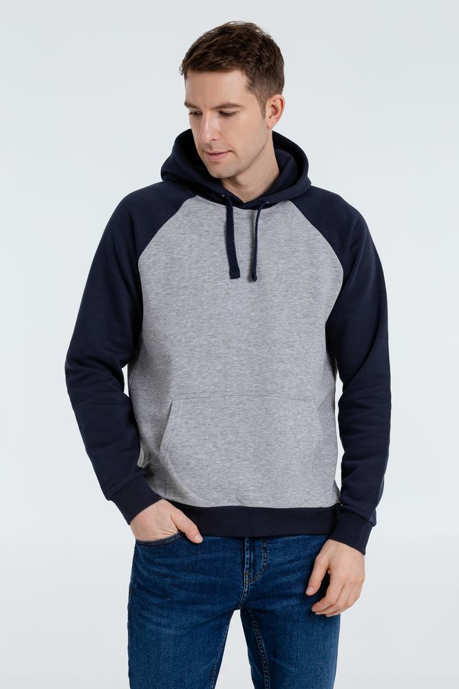 Толстовка унисекс Seattle, серый меланж c темно-синим — изображение 6