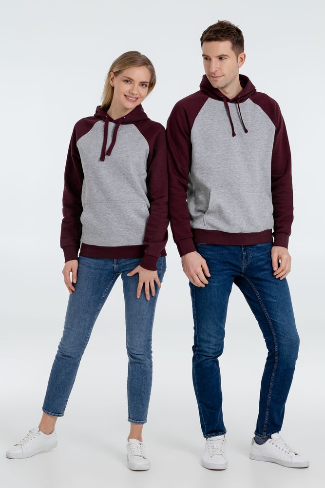 Толстовка унисекс Seattle, серый меланж с бордовым — изображение 9
