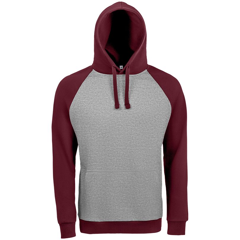 Толстовка унисекс Seattle, серый меланж с бордовым — изображение 2