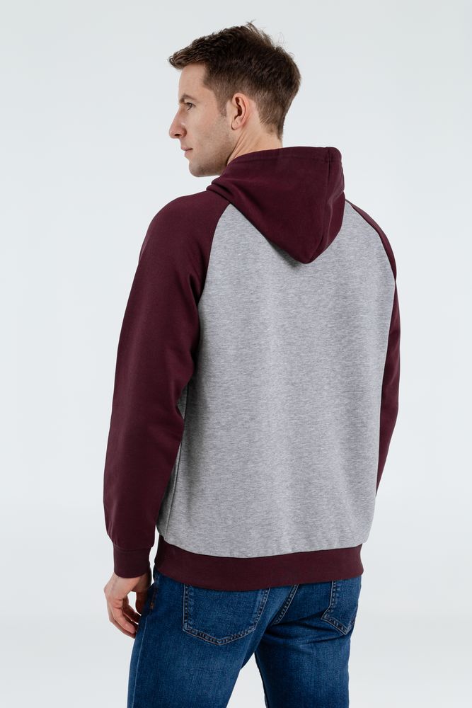 Толстовка унисекс Seattle, серый меланж с бордовым — изображение 6