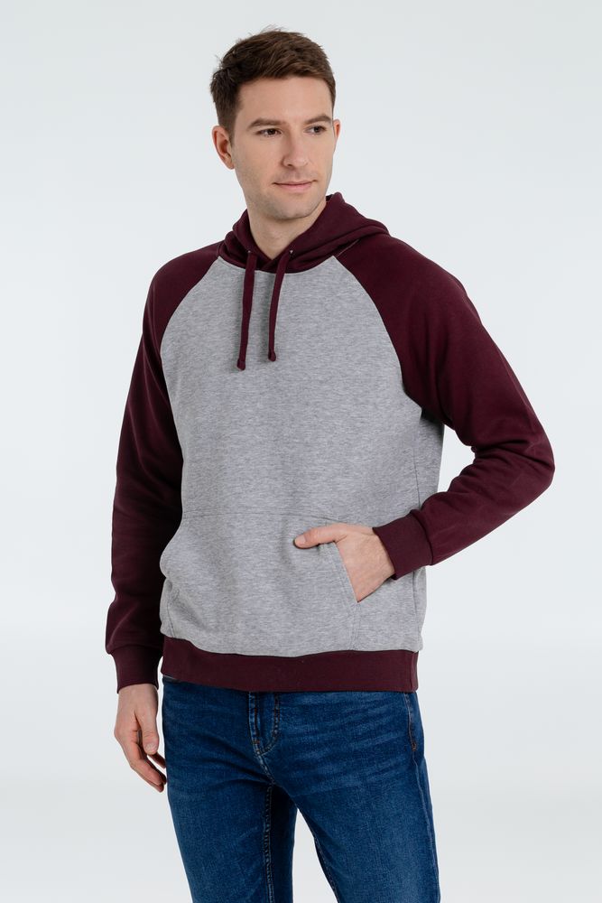 Толстовка унисекс Seattle, серый меланж с бордовым — изображение 5