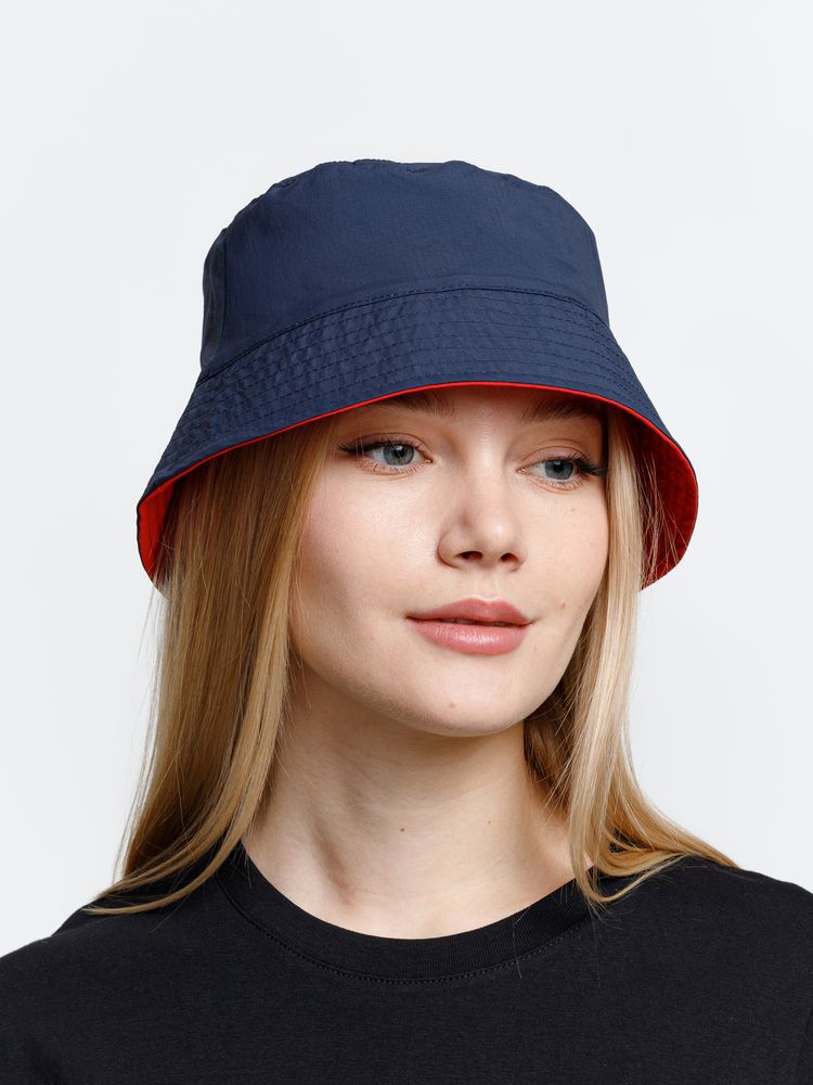 Панама Nylon двусторонняя, темно-синяя с красным — изображение 7