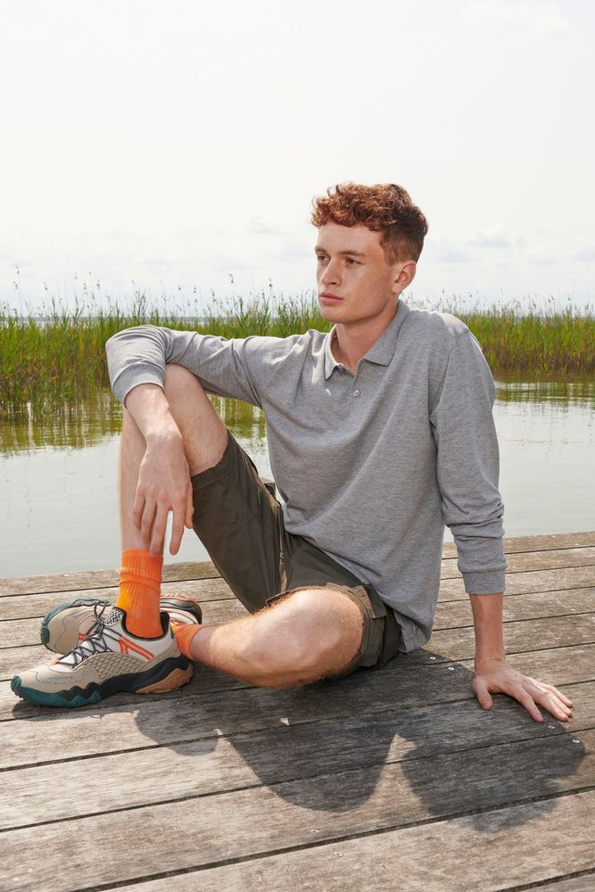 Рубашка поло унисекс с длинным рукавом Planet LSL, черный меланж — изображение 8