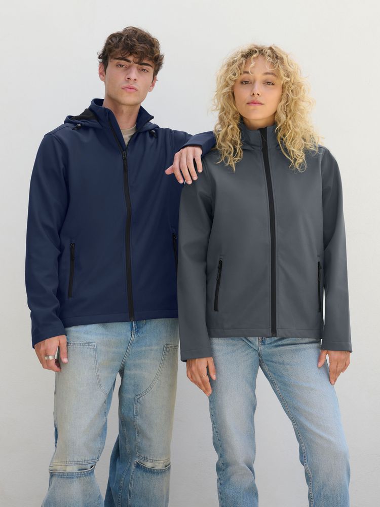 Куртка софтшелл с капюшоном мужская Race Men, темно-синяя — изображение 7