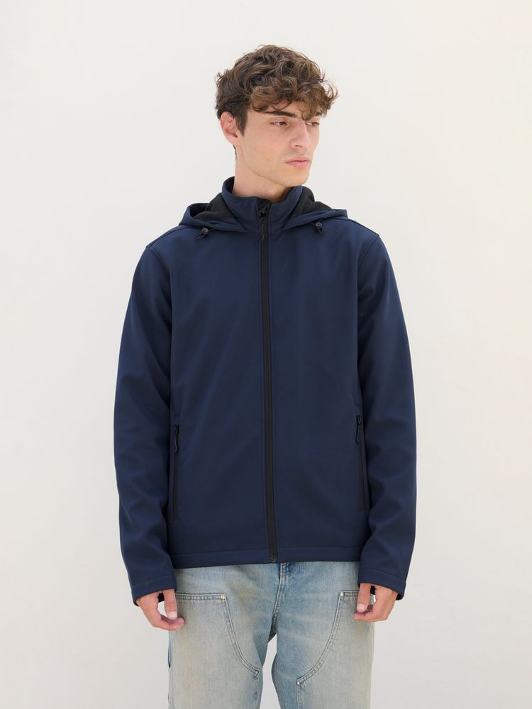 Куртка софтшелл с капюшоном мужская Race Men, темно-синяя — изображение 5