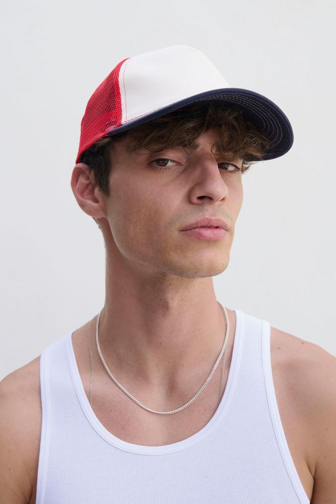 Бейсболка Blink, бежевая с бирюзовым — изображение 5