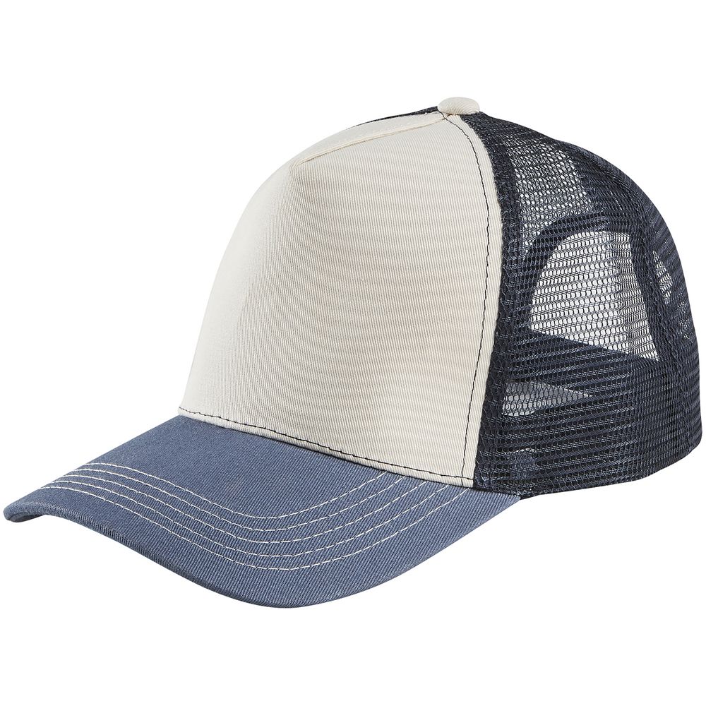 Бейсболка Blink, молочно-белая с синим (деним) — изображение 2