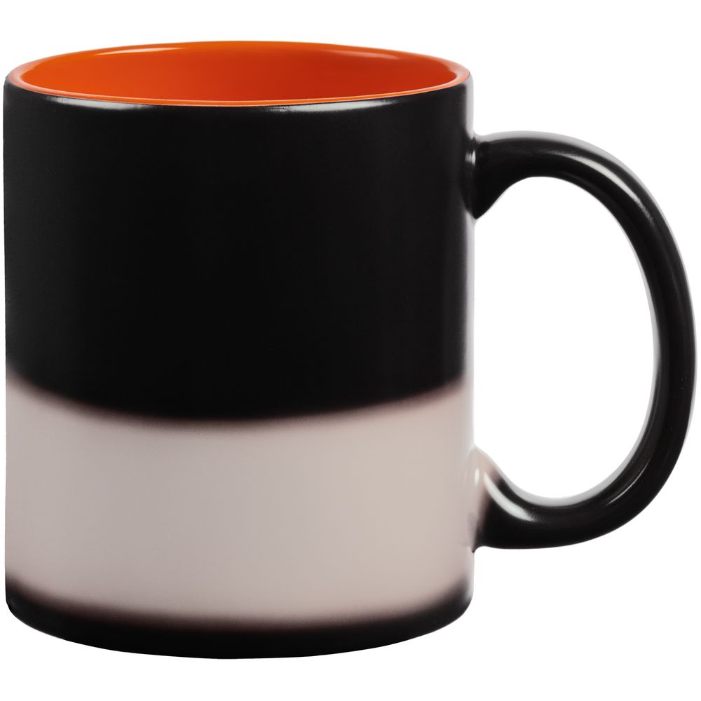 Кружка-хамелеон On Display, матовая, черная с оранжевым — изображение 4