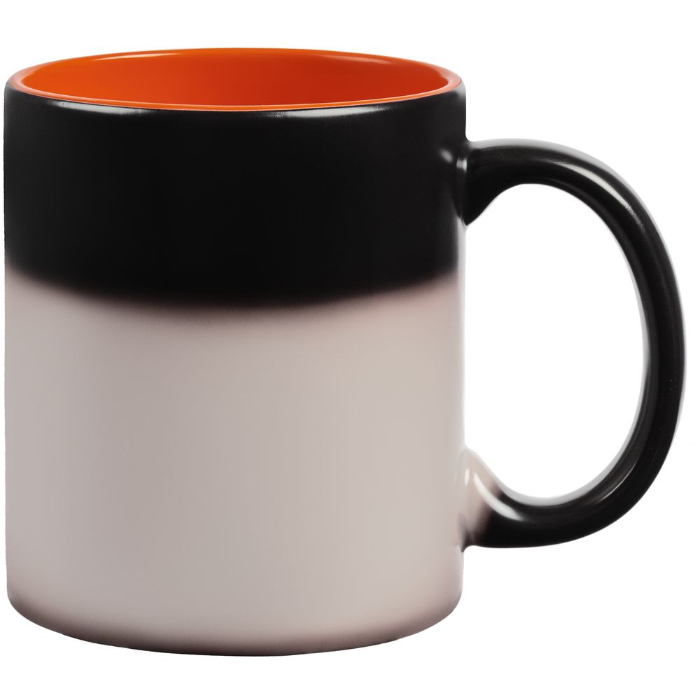 Кружка-хамелеон On Display, матовая, черная с оранжевым — изображение 5