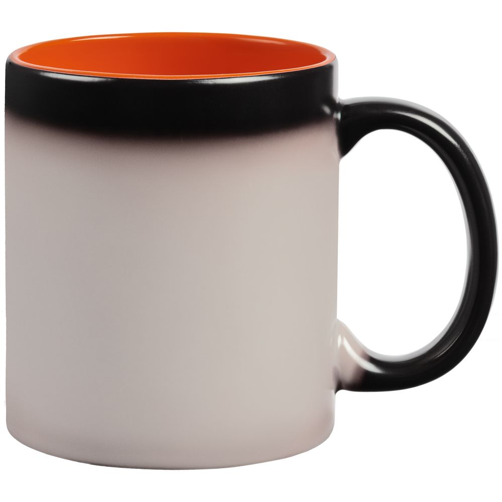 Кружка-хамелеон On Display, матовая, черная с оранжевым — изображение 6