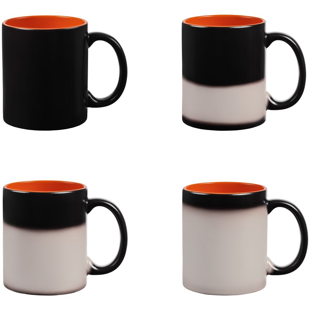 Кружка-хамелеон On Display, матовая, черная с оранжевым — изображение 7