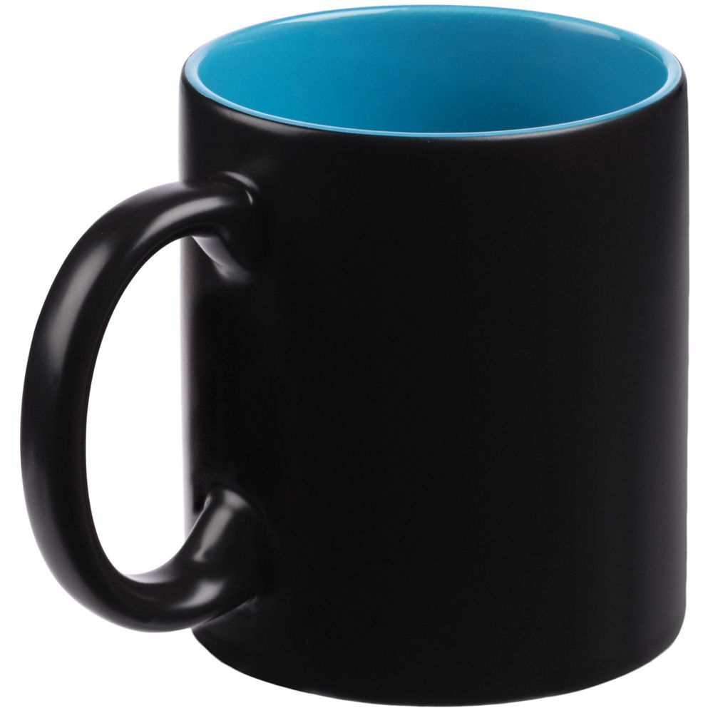 Кружка-хамелеон On Display, матовая, черная с голубым — изображение 3