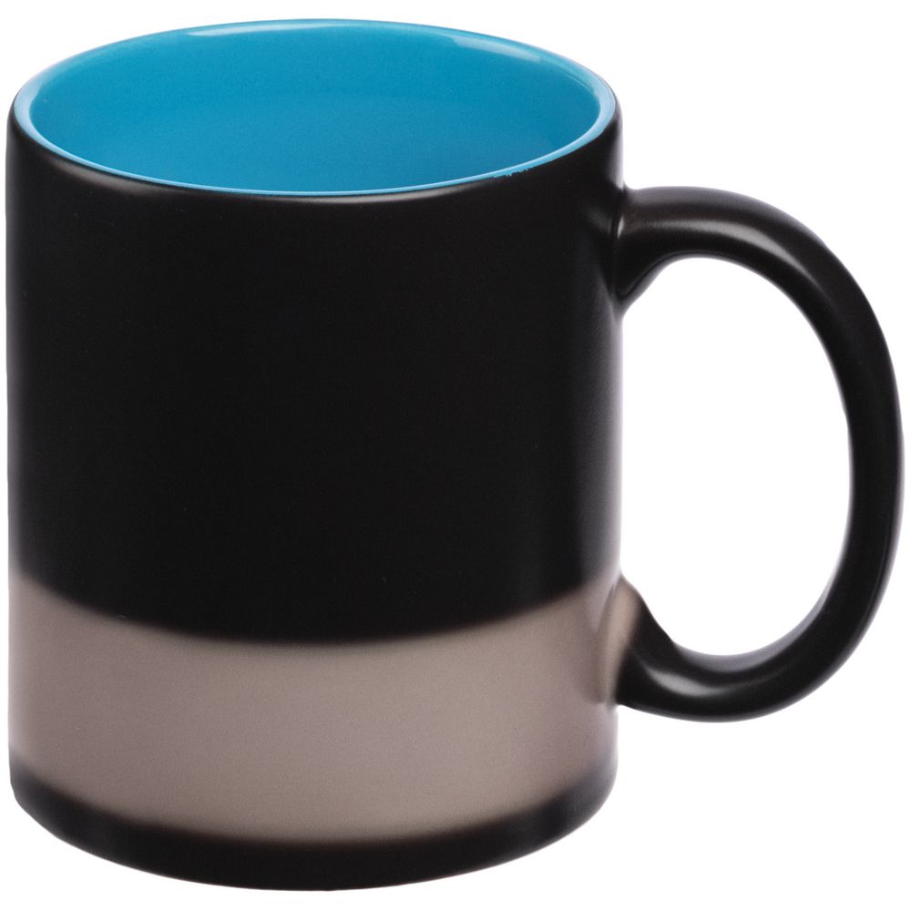 Кружка-хамелеон On Display, матовая, черная с голубым — изображение 4