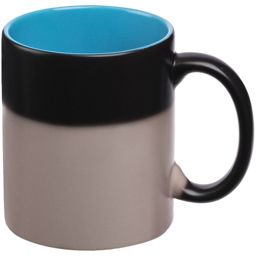 Кружка-хамелеон On Display, матовая, черная с голубым — изображение 5