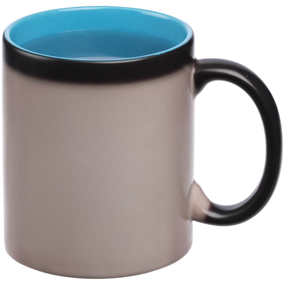 Кружка-хамелеон On Display, матовая, черная с голубым — изображение 6