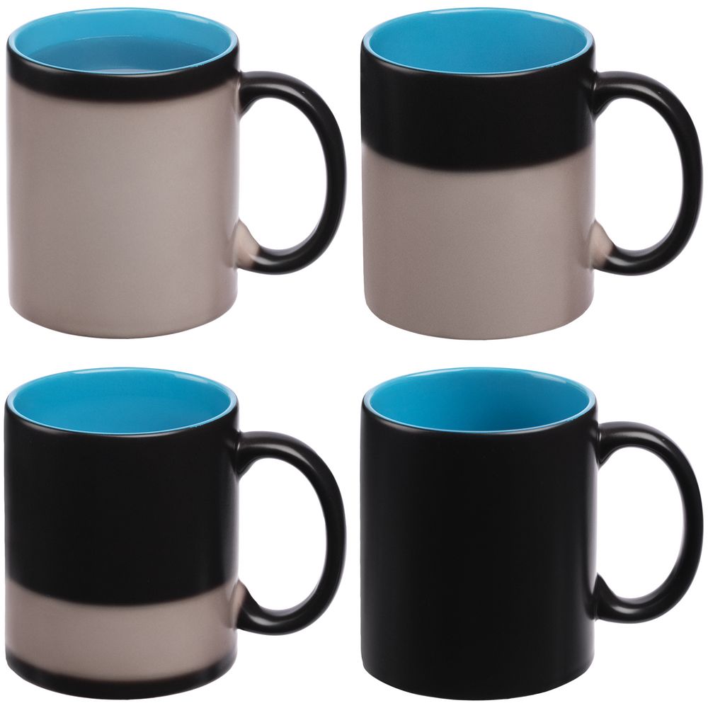 Кружка-хамелеон On Display, матовая, черная с голубым — изображение 7