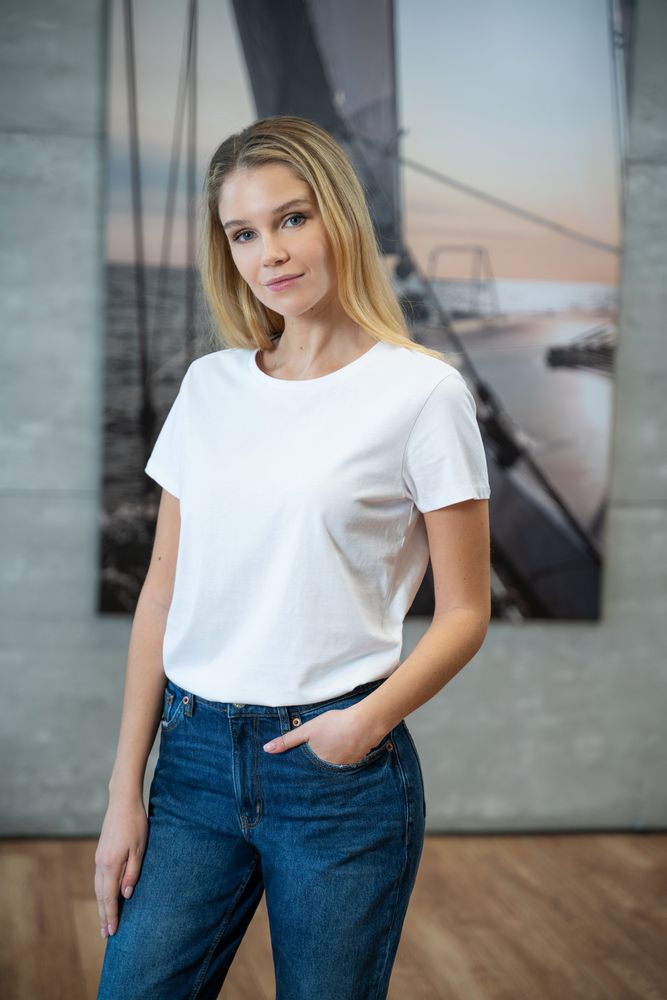 Футболка женская Ladies American U, белая — изображение 6