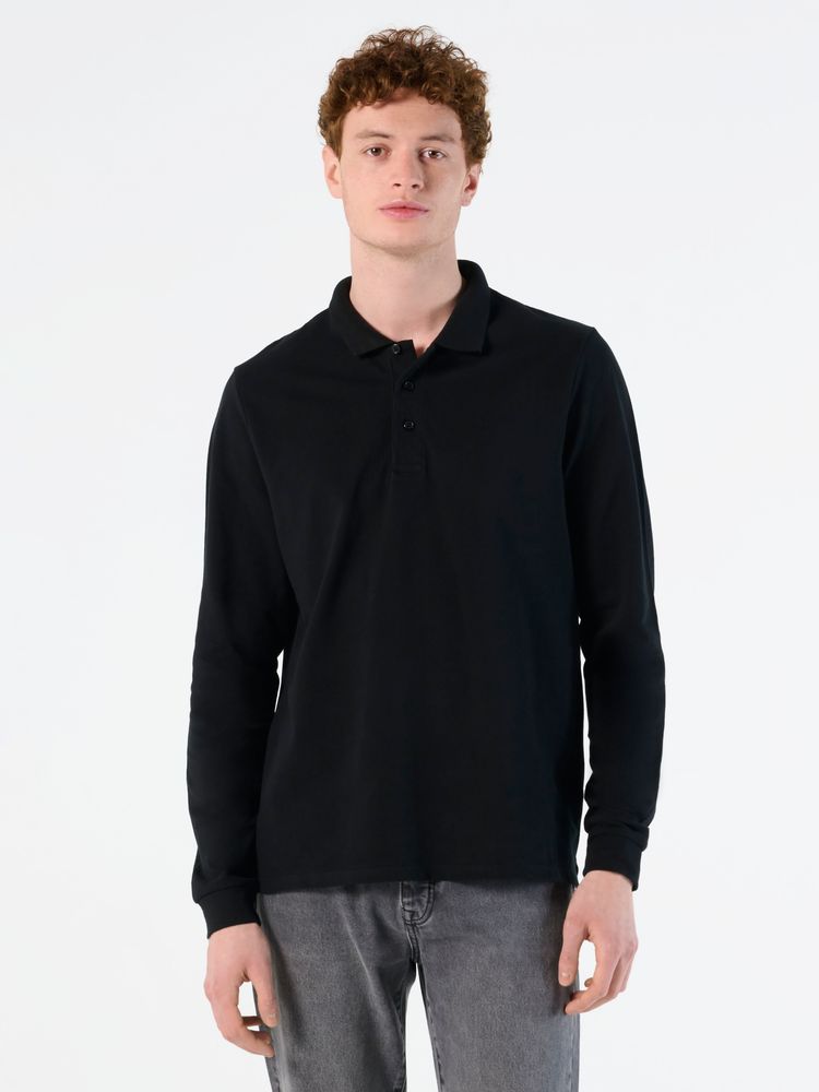 Рубашка поло мужская с длинным рукавом Winter II 210 черный меланж — изображение 5