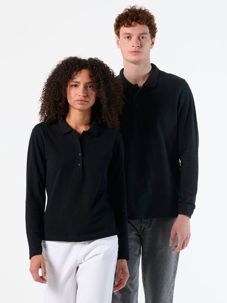 Рубашка поло мужская с длинным рукавом Winter II 210 черный меланж — изображение 6