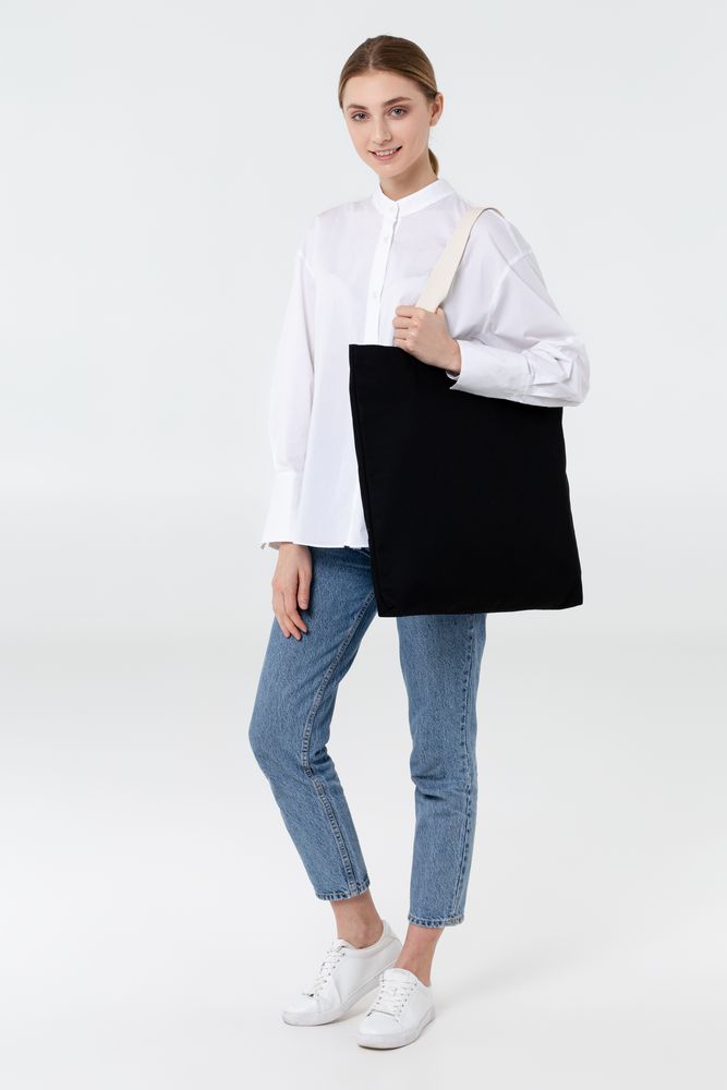 Холщовая сумка Shelty, черная — изображение 6