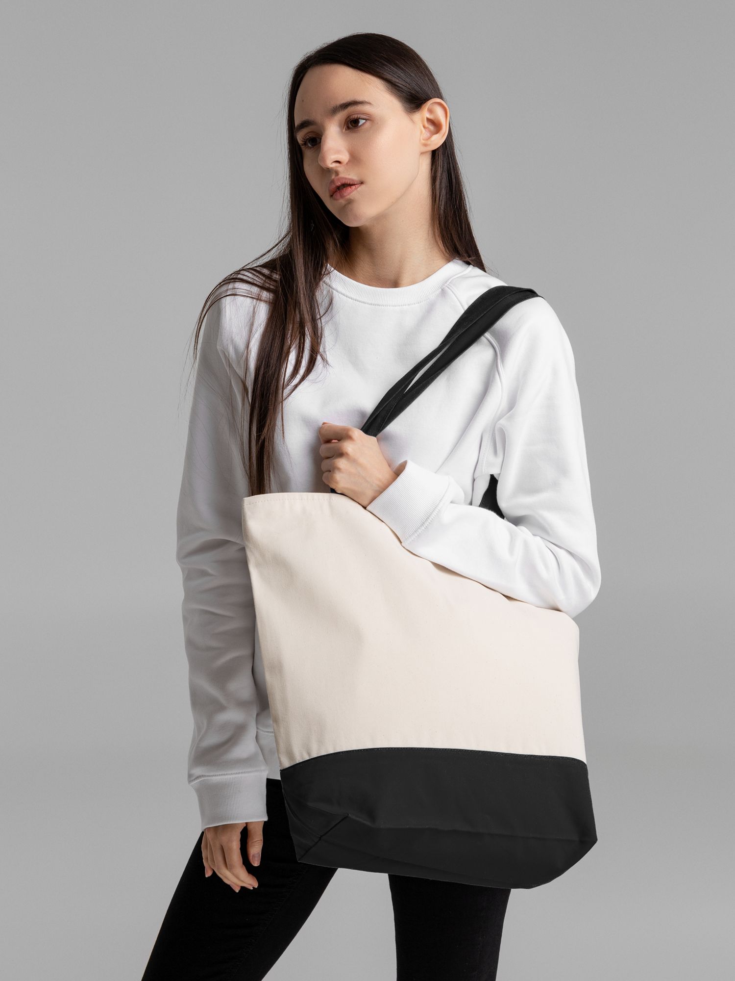 Сумка для покупок на молнии Shopaholic Zip, неокрашенная с черным — изображение 6