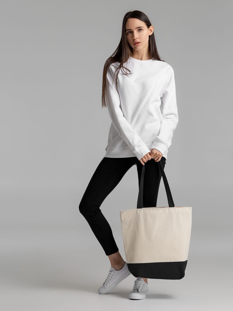 Сумка для покупок на молнии Shopaholic Zip, неокрашенная с черным — изображение 7