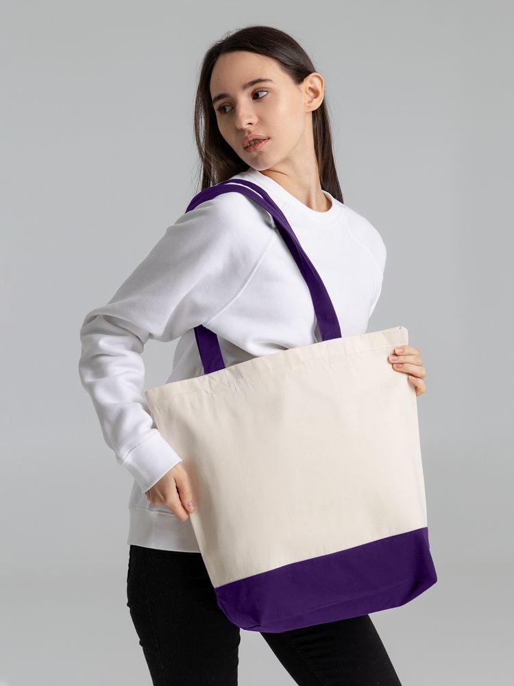 Холщовая сумка Shopaholic, фиолетовая — изображение 6