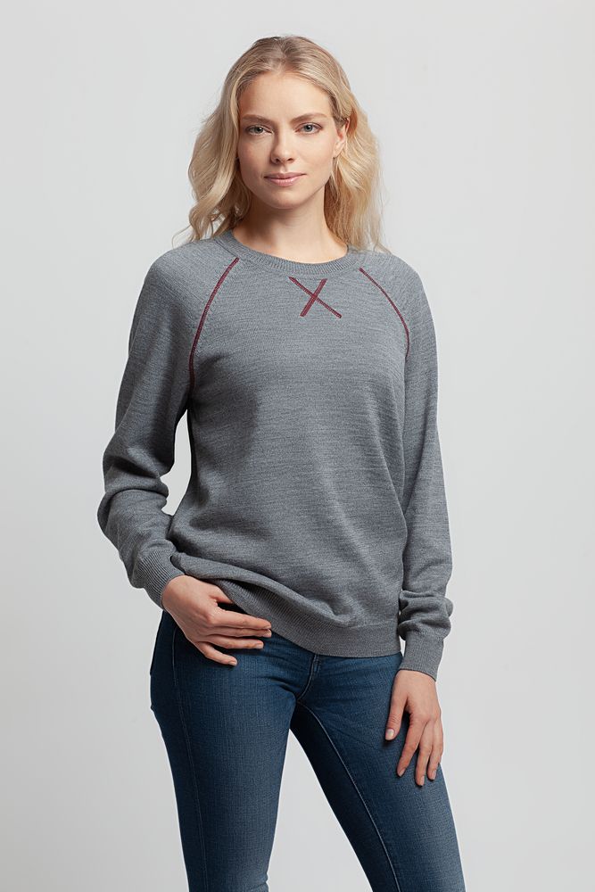 Джемпер Stitch с контрастной отделкой, серый с бордовым — изображение 6