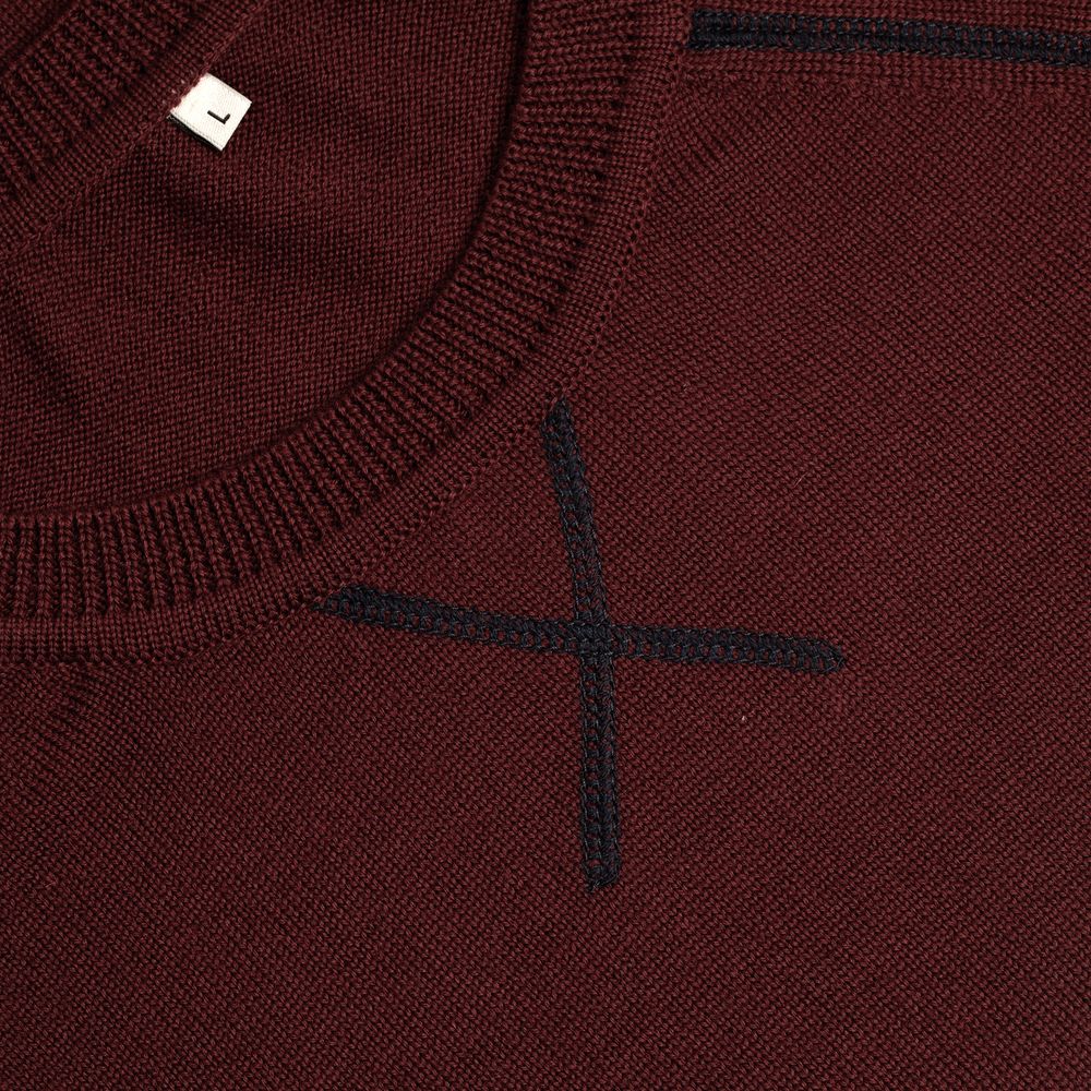 Джемпер Stitch с контрастной отделкой, бордовый с синим — изображение 4