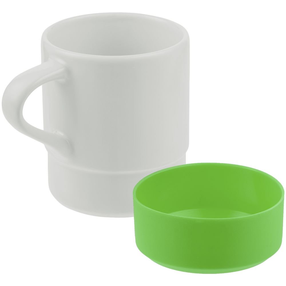 Кружка с силиконовой подставкой Protege, зеленое яблоко — изображение 3