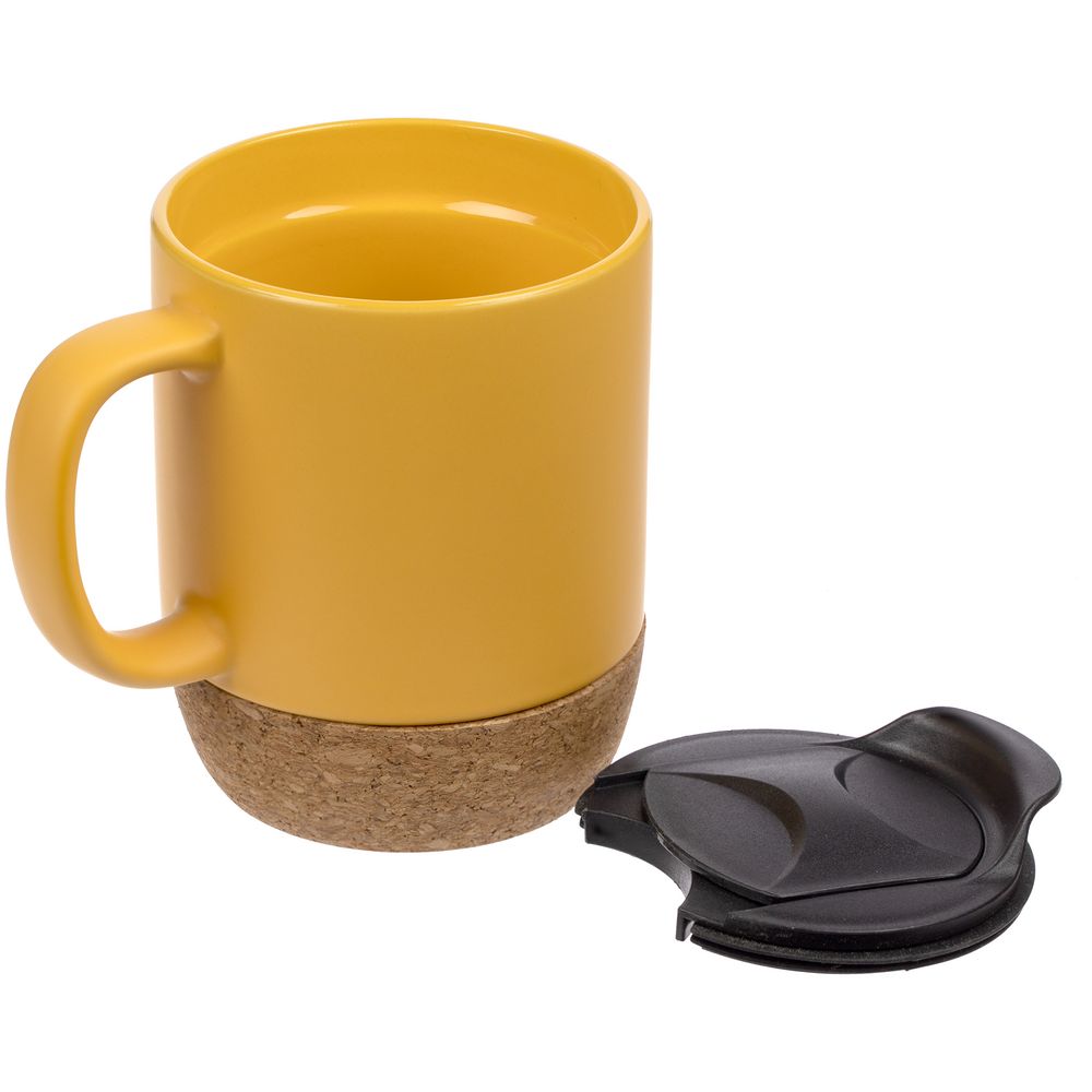 Кружка с пробковой подставкой Corky Walk, желтая — изображение 3