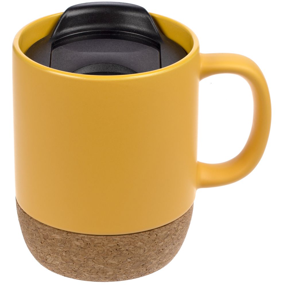 Кружка с пробковой подставкой Corky Walk, желтая — изображение 2