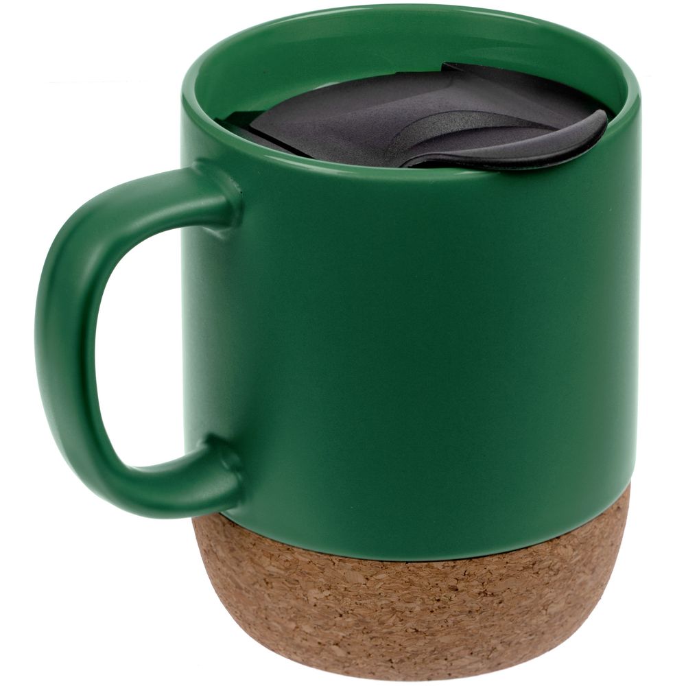 Кружка с пробковой подставкой Corky Walk, зеленая — изображение 3
