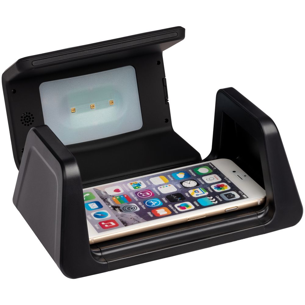 Настольный стерилизатор с беспроводной зарядкой и часами UV Depot, черный — изображение 4