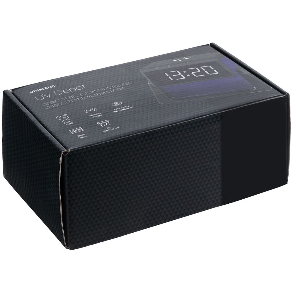 Настольный стерилизатор с беспроводной зарядкой и часами UV Depot, черный — изображение 10