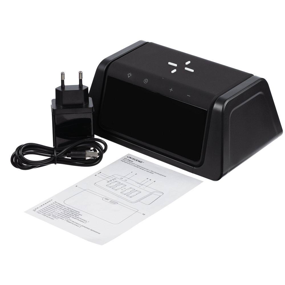 Настольный стерилизатор с беспроводной зарядкой и часами UV Depot, черный — изображение 9