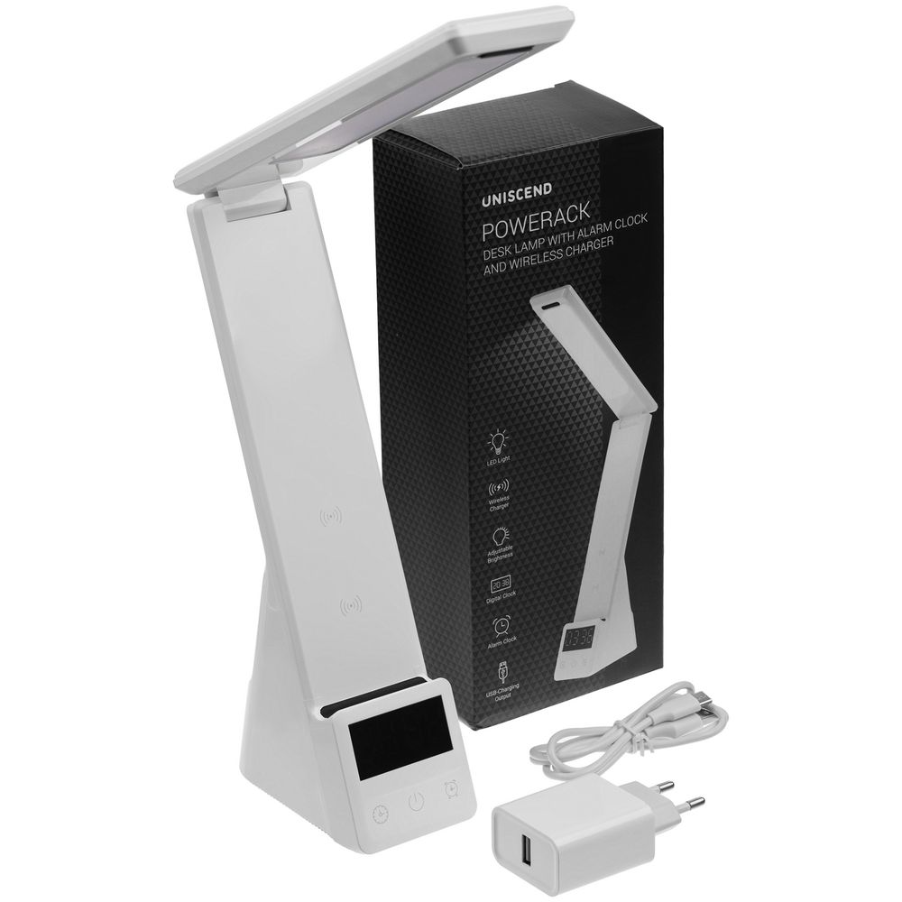 Лампа с беспроводной зарядкой смартфона и часов Powerack, белая — изображение 14