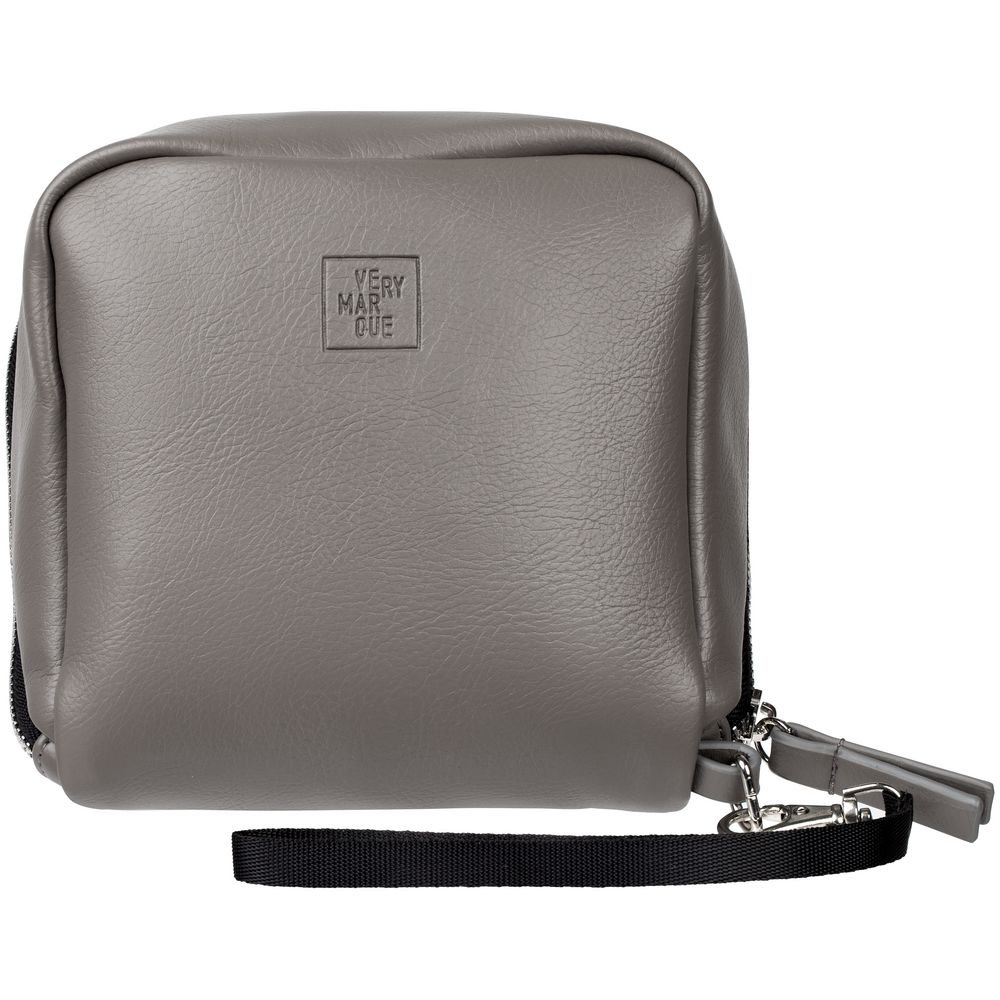 Дорожная косметичка Cubo, серая с логотипом — изображение 4