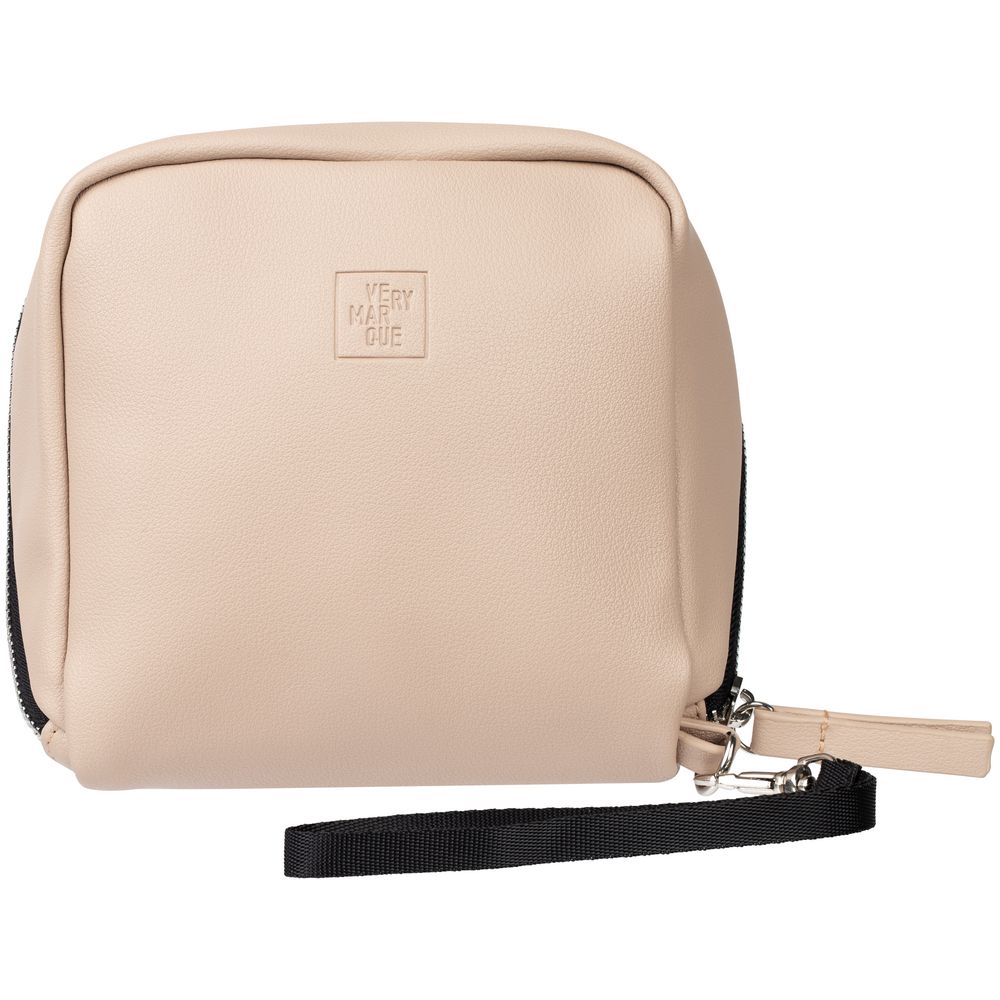 Дорожная косметичка Cubo, бежевая с логотипом — изображение 4