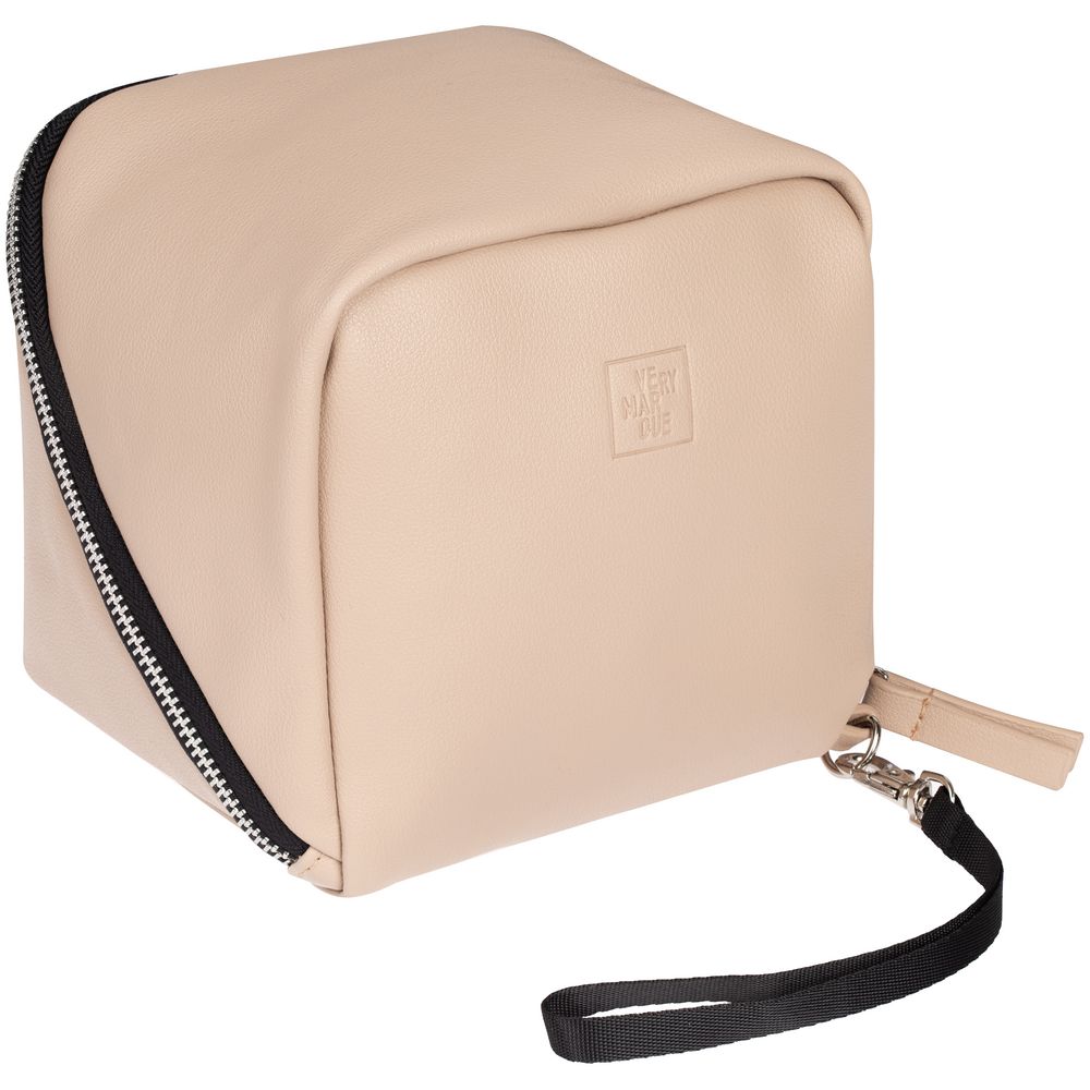 Дорожная косметичка Cubo, бежевая с логотипом — изображение 3