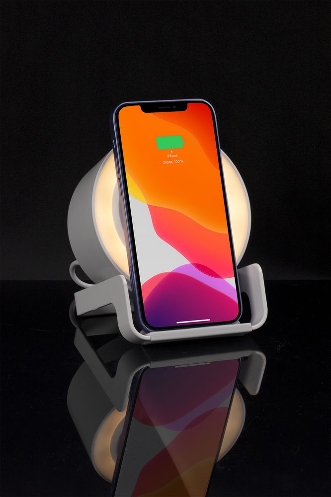 Лампа с колонкой и беспроводной зарядкой moonLight, белая — изображение 2