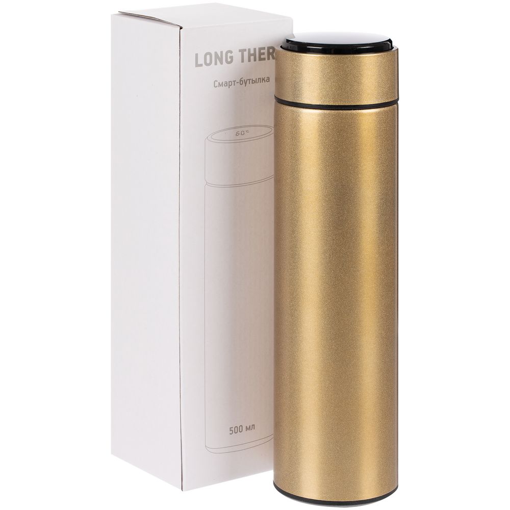 Смарт-бутылка с заменяемой батарейкой Long Therm, золотистая — изображение 9