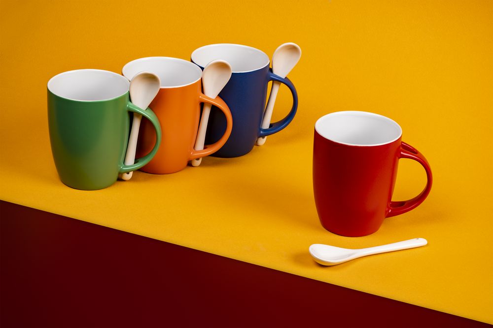 Кружка с ложкой Cheer Up, ver.2, синяя — изображение 6