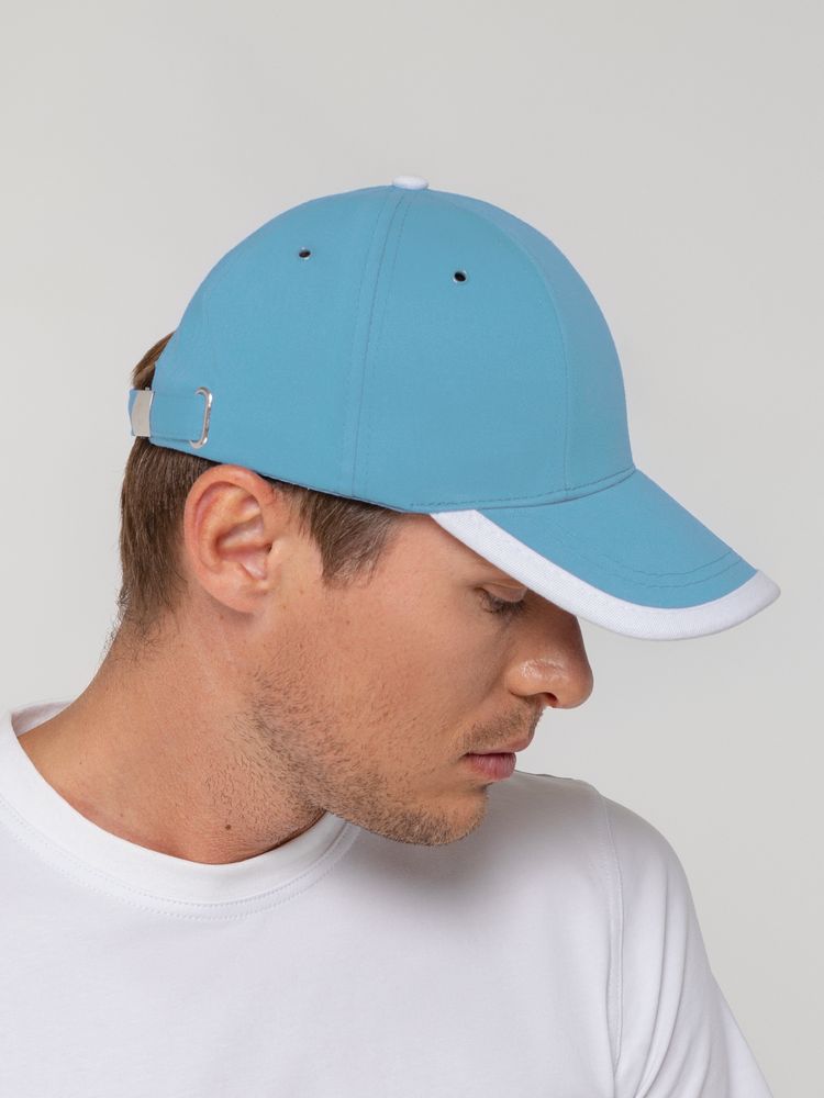 Бейсболка Honor, голубая с белым кантом — изображение 4