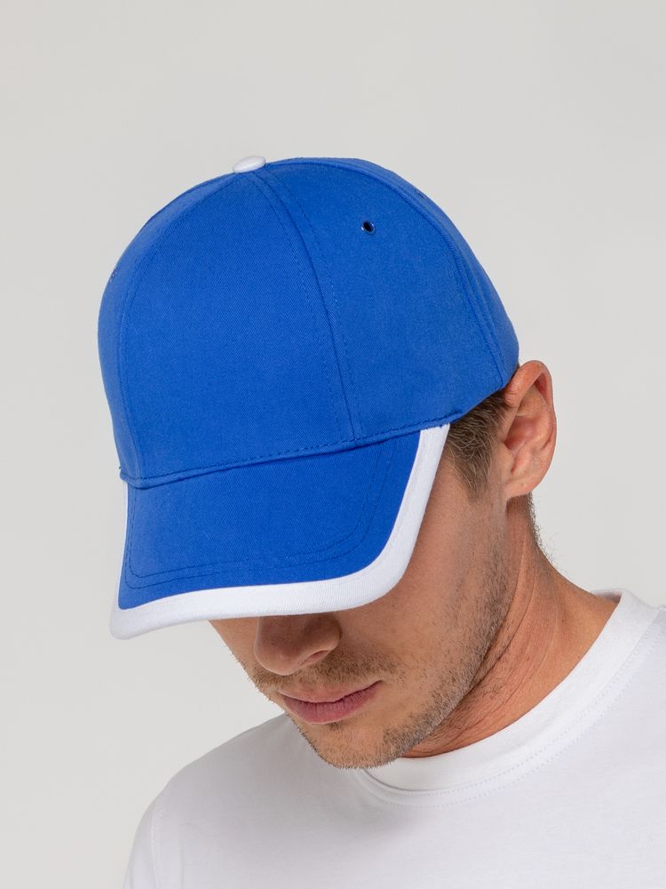 Бейсболка Honor, ярко-синяя с белым кантом — изображение 6