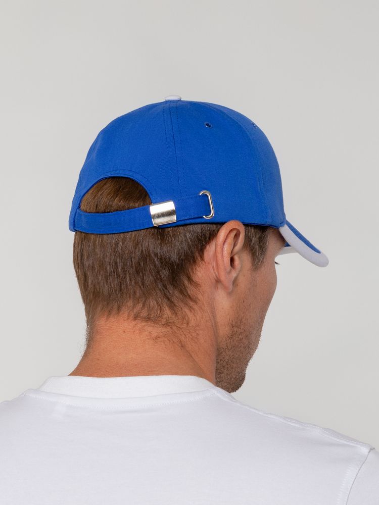 Бейсболка Honor, ярко-синяя с белым кантом — изображение 7