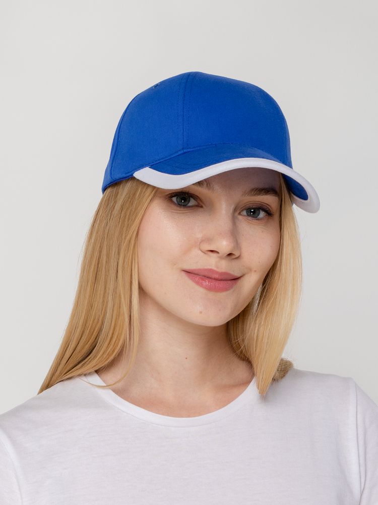 Бейсболка Honor, ярко-синяя с белым кантом — изображение 8