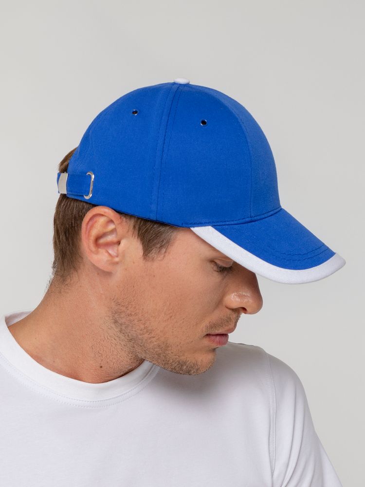 Бейсболка Honor, ярко-синяя с белым кантом — изображение 5